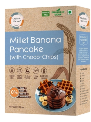 Organic Wisdom-Back to Roots Gluten Free Millet Banana Pancake(with Choco-Chips) 200g