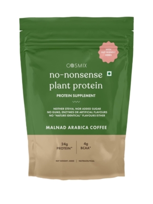 Cosmix No-Nonsense Plant Protein | 24g Protein/Serve | Malnad Arabica Coffee -500 G