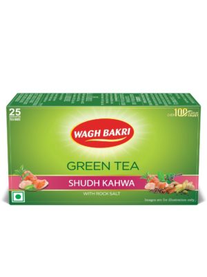 Wagh Bakri Green Tea Shudh Kahwa Tea Bag, 25 Tea Bag*2.5G, 62.5 Grams